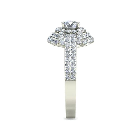 Side view of Two Stone Moissanite Ring With Silver Plated Band For Women Dope Sparkle Jewelry Gift Idea For Her Everyday Wear