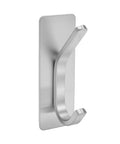 Insane Grip No Drill Towel Hooks Six Pack Silver Rust Proof Heavy Duty Bathroom Wall Mount With Ultra Thick Adhesive Hangs Your Gear Tight And Stays Put For Good - Close-up of single towel hook showing sleek design.