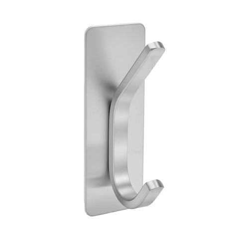 Insane Grip No Drill Towel Hooks Six Pack Silver Rust Proof Heavy Duty Bathroom Wall Mount With Ultra Thick Adhesive Hangs Your Gear Tight And Stays Put For Good - Close-up of single towel hook showing sleek design.