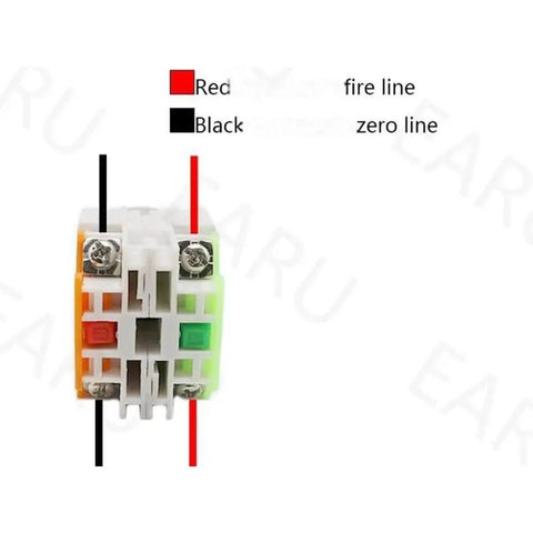 Compact 22mm Rotary Selector Switch Knob With 4 Screw Terminals 2 Way Small Size 2 Position ON OFF Push Button Switch No NC Contacts Durable 10A 66V Build That Is Great For DIY Electronics Projects, front wiring view with red and black terminals