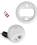 Top Shelf RV Approved Battery Powered Smoke Detector Featuring Precision Sensing To Slash Cooking Nuisance Triggers And Shield Your Rigs From Fire Hazards With A Gritty Tamper Proof Lock Pin For Unbeatable On The Road Peace Of Mind with mounting plate and screws.