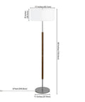 Diagram of Two Light Floor Lamp With Linen Drum Shade In Rustic Oak And Polished Nickel Finish Tall 61 Inch Stand For Living Room Bedroom Or Home Office Two Independently Operated Bulbs For Adjustable Lighting with dimensions.