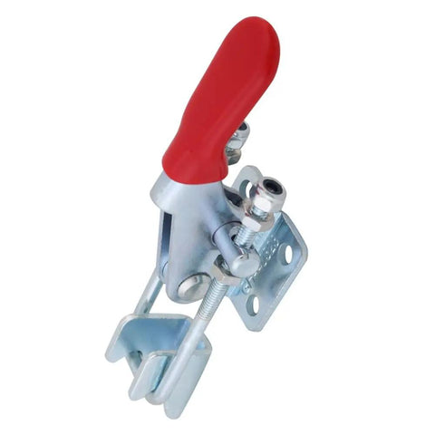 Four Piece Heavy Duty Toggle Clamps Set With Quick Acting Release Latch And No Fuss Adjustable Base for secure woodworking.
