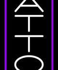 Vertical Tattoo With Border LED Neon Sign, 32 Inch Tall By 13 Inch Wide, Black Square Cut Acrylic Backing, Dimmer Included