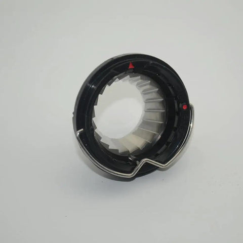 Upper Burr Assembly With Handle Replacement Part For Select Espresso Machines And Grinders, shown close-up with metal and plastic components.