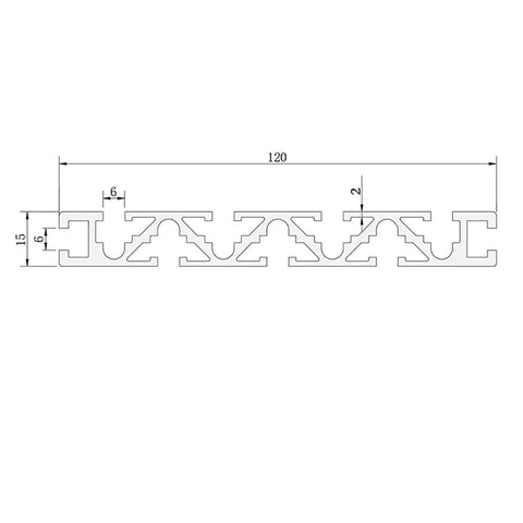 Premium Anodized Aluminum Extrusion Linear Rail Guide 15X120Mm T Slot Profile detailed dimensions and design for CNC machining.