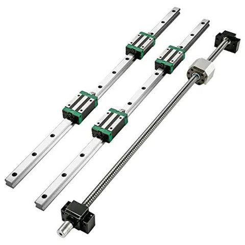 Two HGR20 1500 mm Linear Guide Rails Kit With Four Blocks And RM1605 1500 mm Ballscrew BF12 BK12 Kit Pre Drilled Holes For CNC Routers