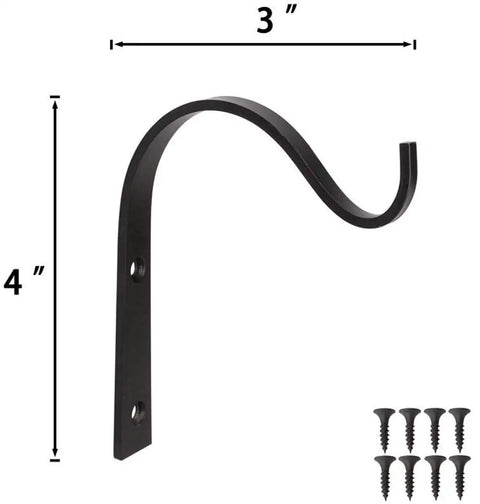 4 Pack Iron Wall Hooks For Hanging Plant Lanterns And More Dope Versatile Outdoor Indoor Metal Brackets, 3x4 inch with screws