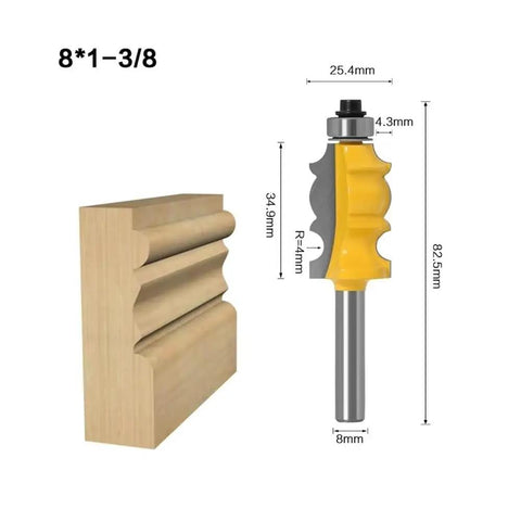 6mm Router Bits Set With Carbide Molding Trimming Cutter Wood Milling Tool Featuring 1/4 Inch Shank, showing profile cutter and dimensions.