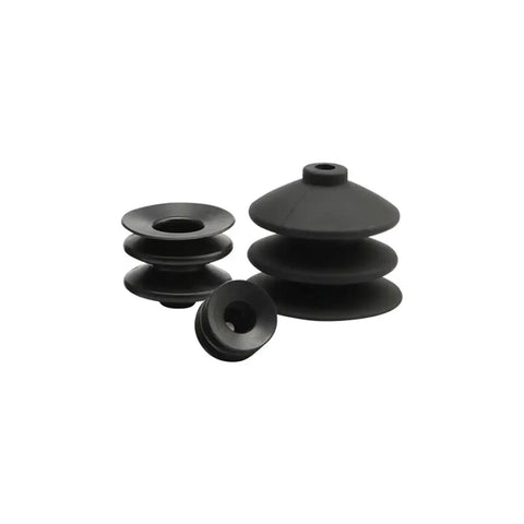 Upgraded PcG90 Pneumatic Robot Gripper With Industrial Rubber Suction Cups Chuck, black rubber suction cups in various sizes.