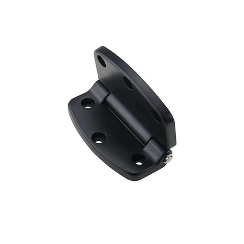 Heavy Duty Exterior Black Carbon Steel Large Hinge For Loading Vehicle Doors One Piece, Rugged Industrial Hardware Door Hinge For Outdoor Use, Weather Resistant, High Strength, Easy Install. Black carbon steel hinge, angled view