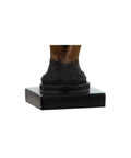Close-up base of Brown Rustic Antler Table Lamp For Bedroom And Lodge Cabin Decor, resin-cast antler on square stand