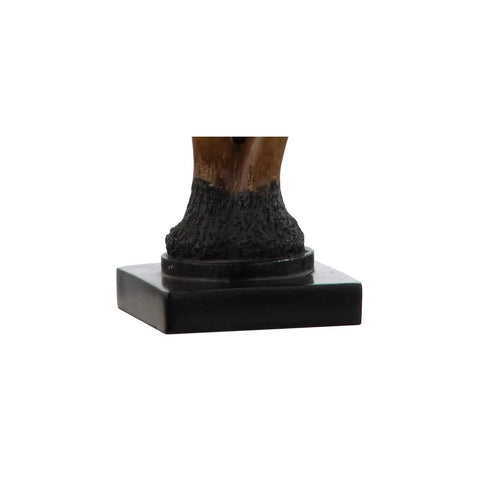 Close-up base of Brown Rustic Antler Table Lamp For Bedroom And Lodge Cabin Decor, resin-cast antler on square stand