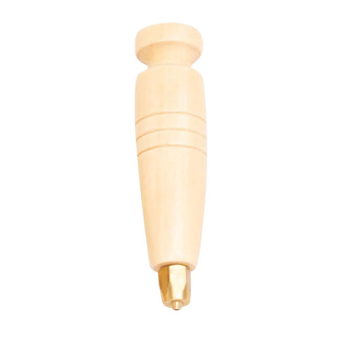 Heavy Duty Two Piece Leather Awl Handle Replacement Set For Handmade Crafts Featuring An Ergonomic Grip, light wood handle with gold tip.