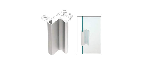 Satin Anodized Aluminum 3 Inch Door Pull With 7/16 Inch Lip For Sliding Glass And Panel Doors D643A installed view.