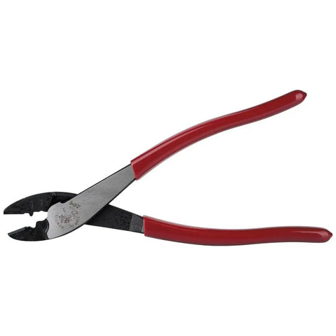 Cutting And Crimping Tool For 10 22 AWG Terminals And Connectors Insulated And Non Insulated With Tapered Nose For Tight Spaces Durable Wire Cutter Made In USA All In One Pro Grade Crimper And Cutter with red handles