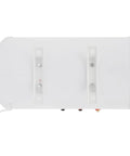 18.5 Gallon Horizontal Electric Hot Water Heater With Slick Wall Mount Hardware And Clear Temperature Display, top view showing mounting hardware.