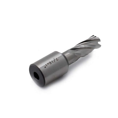 Oscarbide 7/16x1 annular cutter with 3/4 in Weldon shank and pilot pin for magnetic drill press