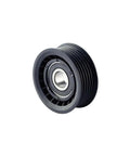 Top Tier Idler Pulley For Mercedes Benz W204 W212 W463 S212 Fits OE 2722021019 close-up view of black pulley with bearings.