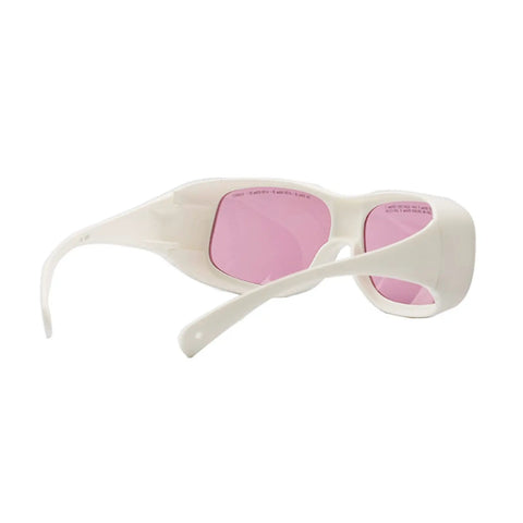 Legit 2 Pack Laser Safety Glasses Providing Hardcore 808Nm Infrared Protection For Tattoo Removal And Brow Cleanup, white frame with pink tinted lenses.