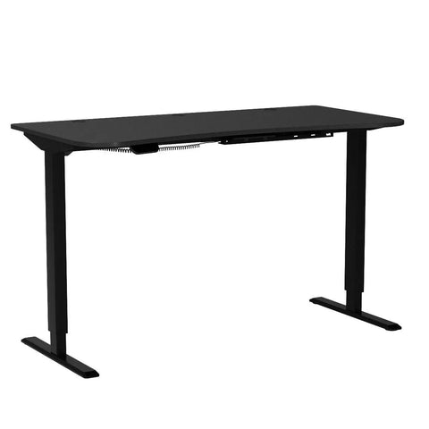 Vivo Black Sit Stand Desk Electric Height Adjustable 63 Inch Wide Ergonomic Workstation featuring a sturdy black frame and spacious top.