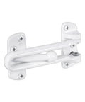 Built Like A Tank Swing Bar Door Lock For Hinged Entryways Secondary Security Latch with white finish and solid zinc build.