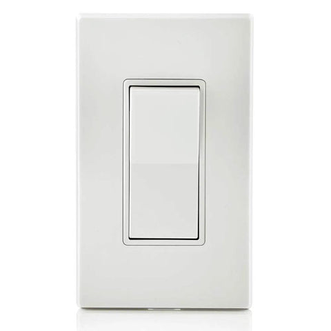 Front view of 15 Amp Four Way Decora Switch With Ground Screw White Residential Grade For Remodel Or New Construction Easy Side Wire Terminals