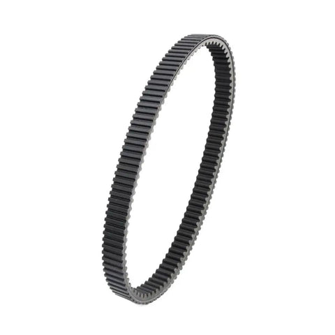 Beefed Up Motorcycle Drive Belt Replacement For ZR900 EFI And MX Z 1000 Durable Transmission Belt Compatible With 0627-029 417300189 Built For Power Delivery Long Life Smooth Shifts. black rubber toothed drive belt on white background
