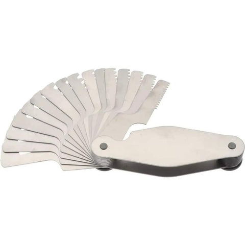 Stainless Steel Acme Screw Pitch Gauge With 16 Leaves For 1 To 12 TPI And 29 Degree Thread Angle Swing Out Leaves For Quick Measurements
