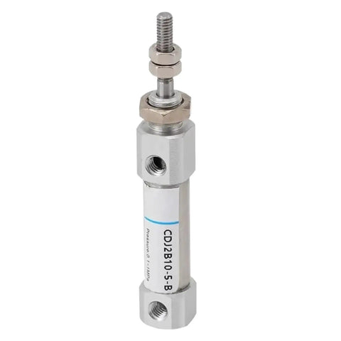 Go-To Mini Pneumatic Cylinder Double Acting Single Rod With Double Clevis And Pins, 16mm Bore, Stroke 5 To 200mm, Compact Air Cylinder For Automation And CNC Projects, Smooth Travel, Durable Aluminum Body, silver mini air cylinder with threaded rod and side port