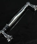 Top Tier Cabinet Pulls 96Mm Mounting Centers Polished Chrome And Silver Handle Sets on black background, showcasing heavy-duty metal design.
