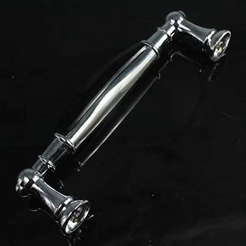 Top Tier Cabinet Pulls 96Mm Mounting Centers Polished Chrome And Silver Handle Sets on black background, showcasing heavy-duty metal design.