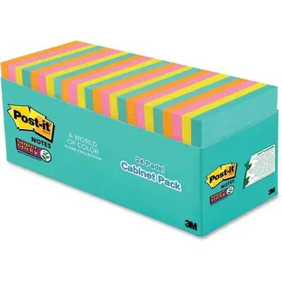 Super Sticky Notes 3 By 3 Inches Supernova Neons 24 Pack Hella Bright Colors with vibrant colors in a cabinet pack.