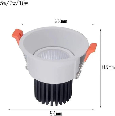 WKNHHL Recessed Lighting Housing Trim Kits Hall Recessed Spotlight Lamp Angle Adjustable Ceiling Downlight Aluminum round trim with dimensions.