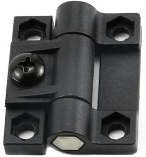 Adjustable Torque Hinge Set For Doors And Cabinets 43mm By 36mm Black Plastic With Four Countersunk Holes