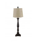 Black 32 Inch Table Lamp With Burlap Shade, Candlestick Style For Living Room, Dining Room, Bedroom Or Office, USA Made Shade