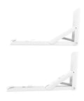 Folding Shelf Bracket Two Pack Spring Loaded Wall Mounted Shelf Support in cold rolled steel, side view of 195x30x15 mm design.
