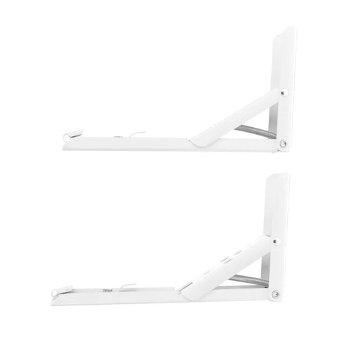 Folding Shelf Bracket Two Pack Spring Loaded Wall Mounted Shelf Support in cold rolled steel, side view of 195x30x15 mm design.