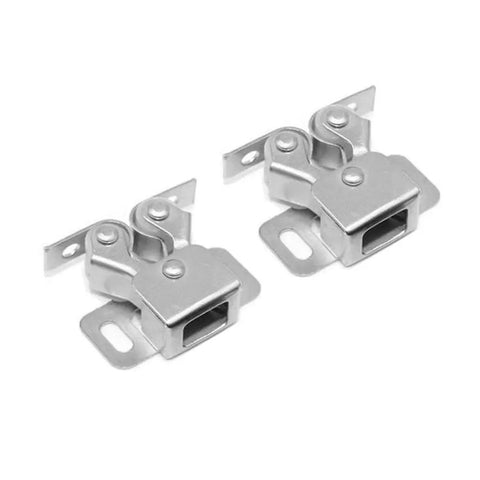 No Screw Install Needed For This Cool Spring Loaded Roller Catch Latch Set in stainless steel for cabinet and boat doors.