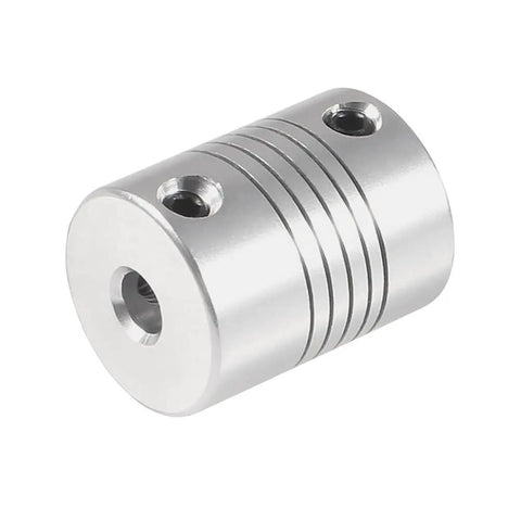 5 Pack Flexible Couplings 5mm To 8mm For NEMA 17 Stepper Motors in 3D printers, aluminum alloy, shown in close-up view.