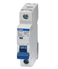 Built Tough Single Pole Circuit Breaker Delivering Ten Kilo Ampere Short Circuit Protection Sixty Three Amp Rated Load And Rock Solid C Curve Response For Home Projects, white.
