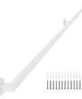 Heavy Duty Wrought Iron Stair Railing Kit With Wall Brackets And Screws For Indoor Outdoor Step Support showcasing white galvanized finish and installation screws.