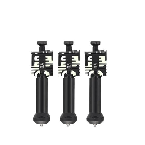 Next Level H2C Induction Heater Cartridge For Fast Heating Hotend Replacement in a three-piece set showcasing precision nozzles.