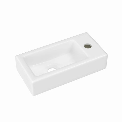 Small Wall Mount Sink Porcelain Ceramic Mini Corner Hand Basin Right Hand 14.5 Inch Compact Wash Basin For Tiny Bathrooms