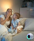 Mother and child in bedroom with Power Cord For Hippo Clock Night Light And Sleep Sounds Machine, 5ft Barrel Style White AC Adapter Charger visible
