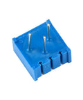 3386P Trim Potentiometer Kit with Knob 1K 10K 50K 100K Ohms 3 Pin Trimpot Potentiometer for Arduino, blue trimpot with pins visible