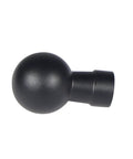 Aluminum 17mm Ball Head Mount With One Quarter Inch Screw Adapters, side view of black ball head attachment.