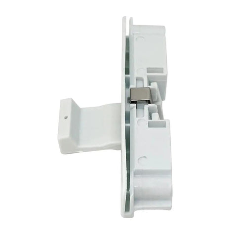Washer Lid Latch Lock Strike Replacement Part For Front And Top Load Washers Durable Easy To Install Direct Fit Fixes Washer Not Starting Or Door Not Closing Symptoms OEM Equivalent Quality High Quality Build For Long Lasting Use, white plastic side view