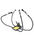 Four Arm Soldering Helper With Flexible 260mm Arms And Heat Resistant Silicone Clamps, A Secure PCB Holder For Precision Electronics, Reaching Tough Joints, Ideal Soldering Aid For DIY Projects And Pro Shops. Four-arm PCB holder with flexible metal arms and silicone clamps, top view