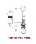 Detailed diagram of Pop Pin Pull Parts, featuring spring mechanism, steel components for Badass Spring Loaded Pull Pin With T Handle 1 Inch Weld On Steel Barrel And Zinc Plated Plunger Quick Swap Tooling For Rig Setup And Jig Fixturing.